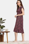 Zivame Floral Tales Knit Poly Mid Length Nightdress - Jet Black — thumbnail 2